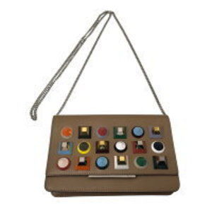 FENDI Multi Stud Chain Wallet Beige Brown FENDI